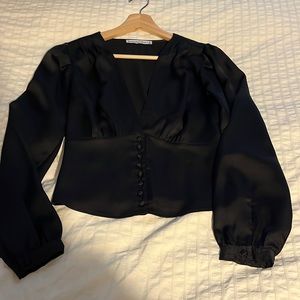 ABERCROMBIE Black Satin Blouse